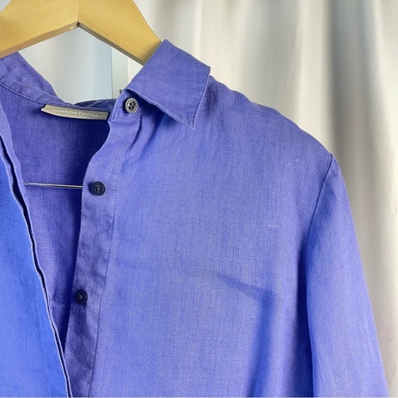 Nordstrom Periwinkle Small Linen Casual Button Down Shirt Relaxed Fit Collared - Picture 8 of 8
